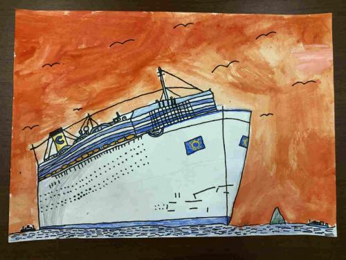 2年「ゆうやけとふね」