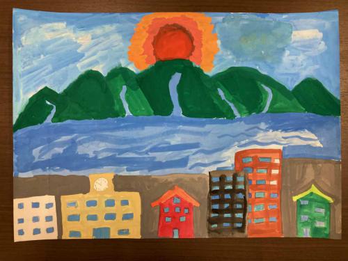 6年「日の出と町」