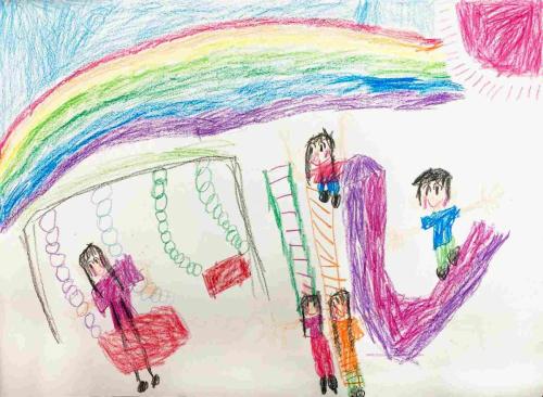 虹のかかった公園